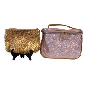 2 Sparkle & Glitter Toiletries Cosmetics Bags NWOT